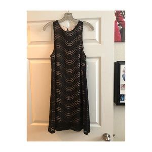 Short black and light pink lace dress